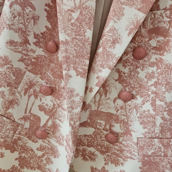 L'Agence Rose Tan Tropical Toile Print Brooke Blazer - Picture 6 of 12
